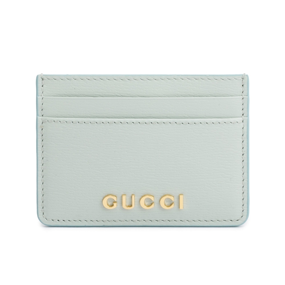 Gucci Card Case with Gucci Script, Pale Green
